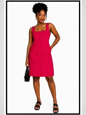 KARIN STEVENS Red Shift Midi Shift Dress